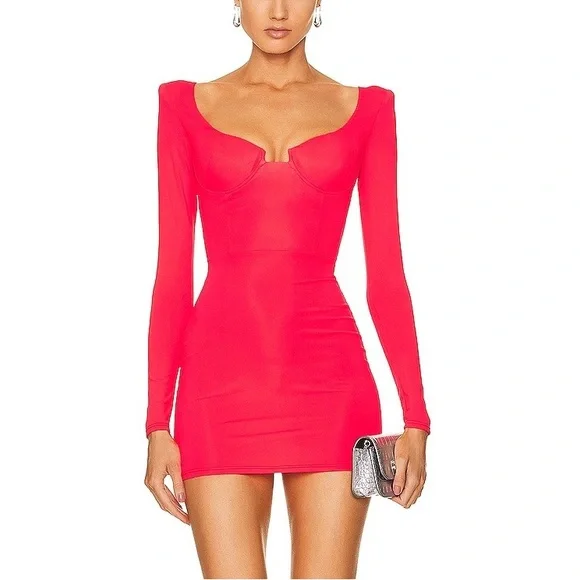 black mesh long sleeve mini dress Symphony Dress - Polkadot On Mesh Long Balloon Sleeve Mini Dress